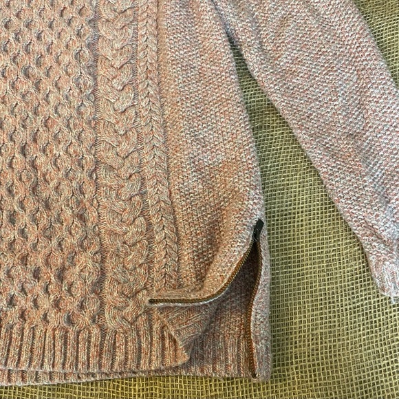 Talbot’s Pink Fleck Cable Knit Sweater, Size M, Wool Blend, Side Zippers - Picture 4 of 6